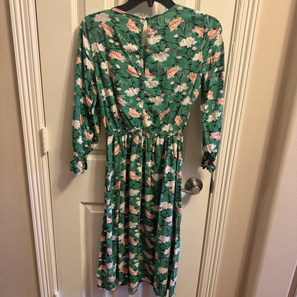 Old Navy XS Green Floral Long Sleeve Midi Dress Boho Cottagecore Easter - Picture 3 of 5